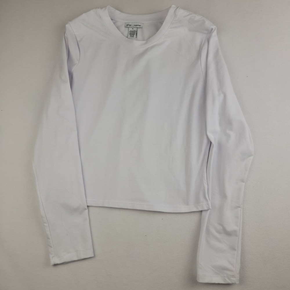 Better Together White Long Sleeve Crop Top Crew Neck SZJM032 XL